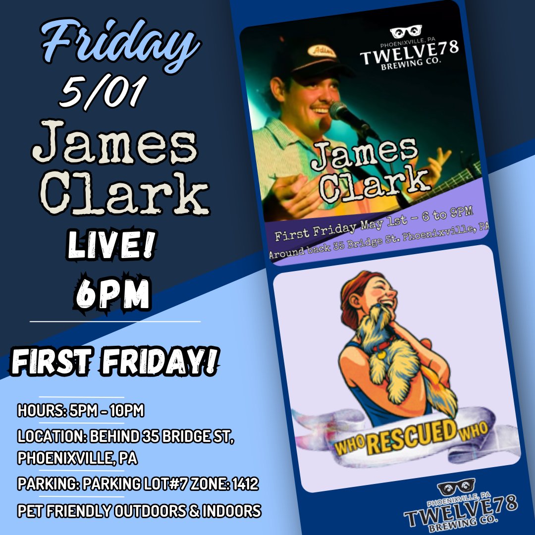 Twelve78BrewCo's tweet image. 🎶🍻 James Clark Live For First Friday 🍻🎶

Good Friends. Great Beer. Unforgettable Nights.

#Twelve78Brewing #PhoenixvillePA #FirstFriday #LiveMusic #JamesClark #ThingsToDoPA #DrinkLocal #WeekendVibes