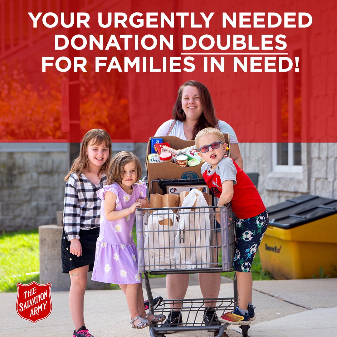 SAmaritimes's tweet photo. As food costs continue to rise, families across Canada are struggling to put meals on the table.

Through the 2026 Family Food Drive, your gift will be MATCHED, doubling your impact and helping provide 2X the food for those in need. 

Donate today https://t.co/vliL7ei0D1 https://t.co/aVJ4Gwwl31