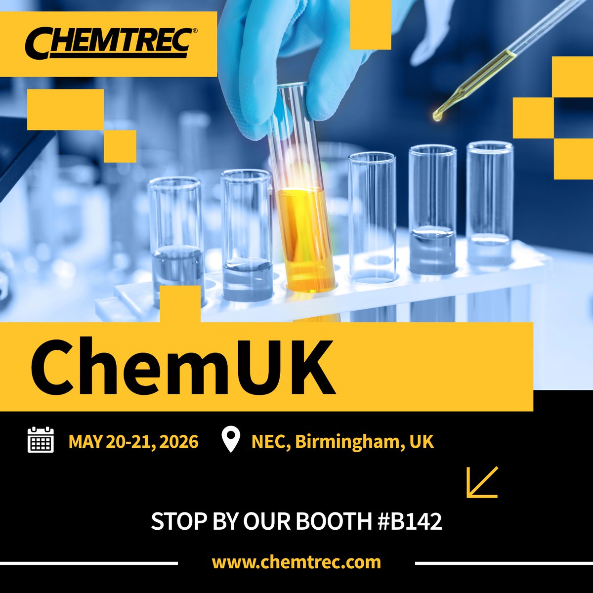 chemtrec's tweet image. 🎉 We’re excited to attend CHEMUK 2026, May 20–21 at the NEC in Birmingham, UK. Visit Booth B142 to connect with our team and learn how CHEMTREC supports chemical safety and regulatory requirements.

Learn more: okt.to/ak0sup

#CHEMUK #CHEMUK2026 #ChemicalIndustry