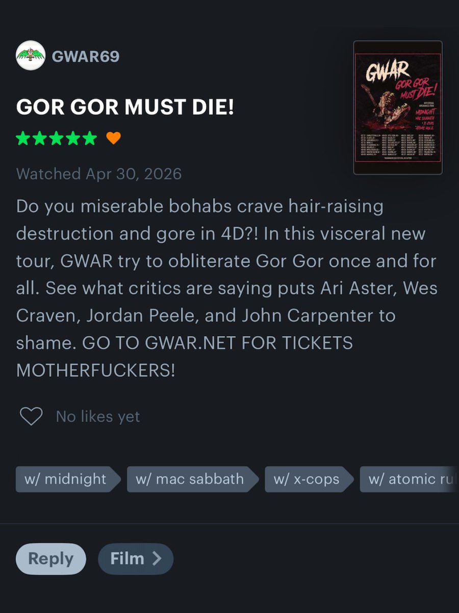 GWAR tweet media