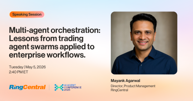 david_wallace37's tweet photo. What happens when AI agents start working together? Join @RingCentral’s Mayank Agarwal, Director of AI Product Management, at AI Agent Conference for an eye-opening session on multi-agent orchestration and what it means for the future of enterprise... https://t.co/NewUPRjQ4j https://t.co/zcK5Nt2lCc