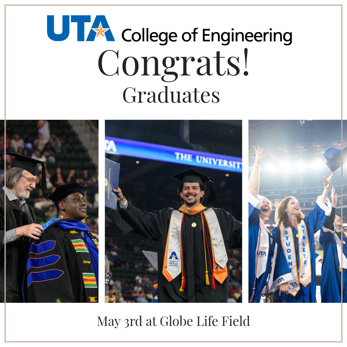 mavengineering's tweet photo. Congrats to our Spring 2026 graduates!🎓
Join us Sunday, May 3 at Globe Life Field as we celebrate your incredible achievement.
#mavengineering https://t.co/NMgI10FTU7