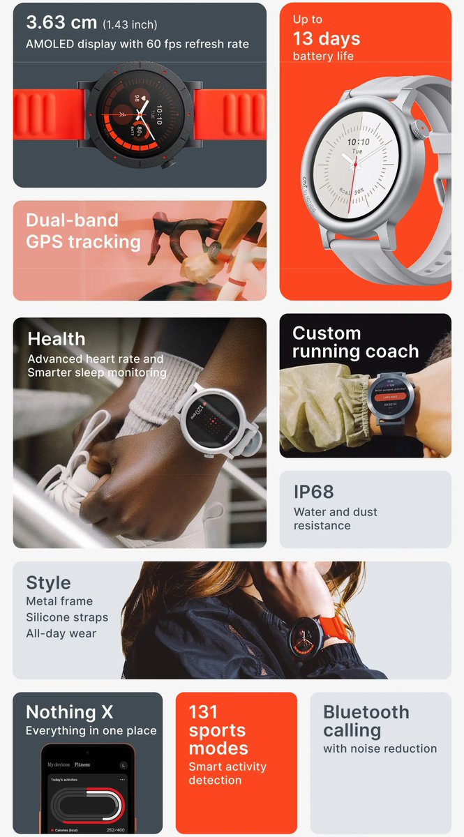 theandroidrush's tweet image. CMF Watch 3 Pro launching soon in India ⌚

• 1.43” AMOLED
• Dual-band GPS
• 131 sports modes
• IP68
• Up to 13 days battery
Solid budget smartwatch incoming 👀
#CMF #Smartwatch