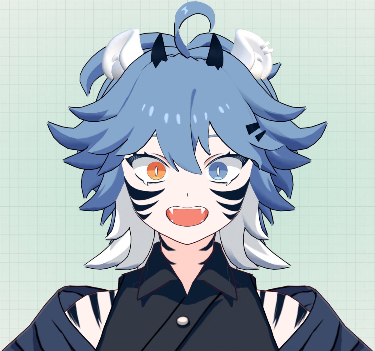 kariha_moon5's tweet photo. working on a super fun design!! ฅ(*ΦωΦ*)ฅ

it was made fully in VRoid Studio, but I’m currently making the ears in Blender (not textured yet) + adjusting arkit shapekeys and expressions!🐯 https://t.co/SGPObBbuc6