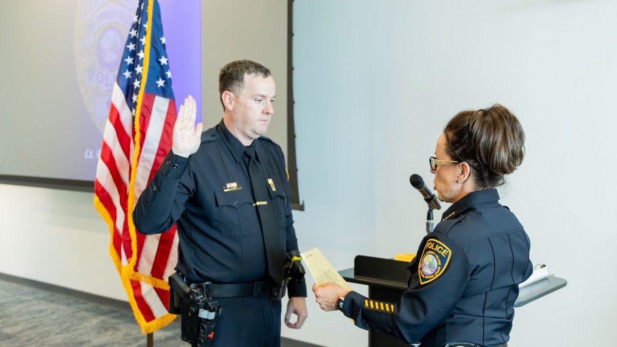 PCCPD's tweet photo. We celebrated Lt. Brown’s retirement and swore in three new officers.
Thank you, Lt. Brown, for your years of service, wishing you the best in retirement. 
Welcome and congratulations to our newest officers as they begin serving our community!
#PCCPD  #police https://t.co/hDjoKckv9X