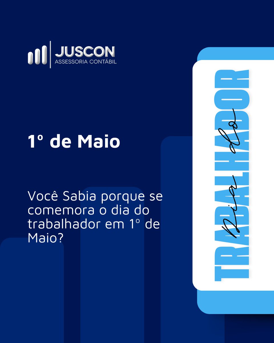 juscon_contabil's tweet photo. Você sabia? O Dia do Trabalho, celebrado em 1º de maio, nasceu da luta dos trabalhadores por melhores condições, jornadas mais justas e mais respeito no ambiente profissional.

Feliz Dia do Trabalho! https://t.co/sc3tZxc7yg
