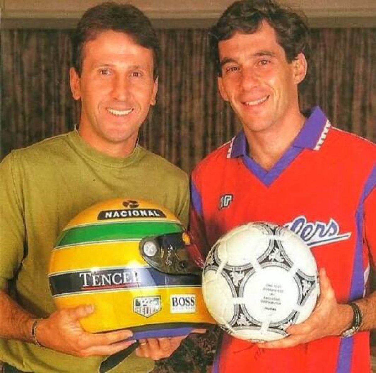 Zico e Senna em 1993, encontro no Japão.