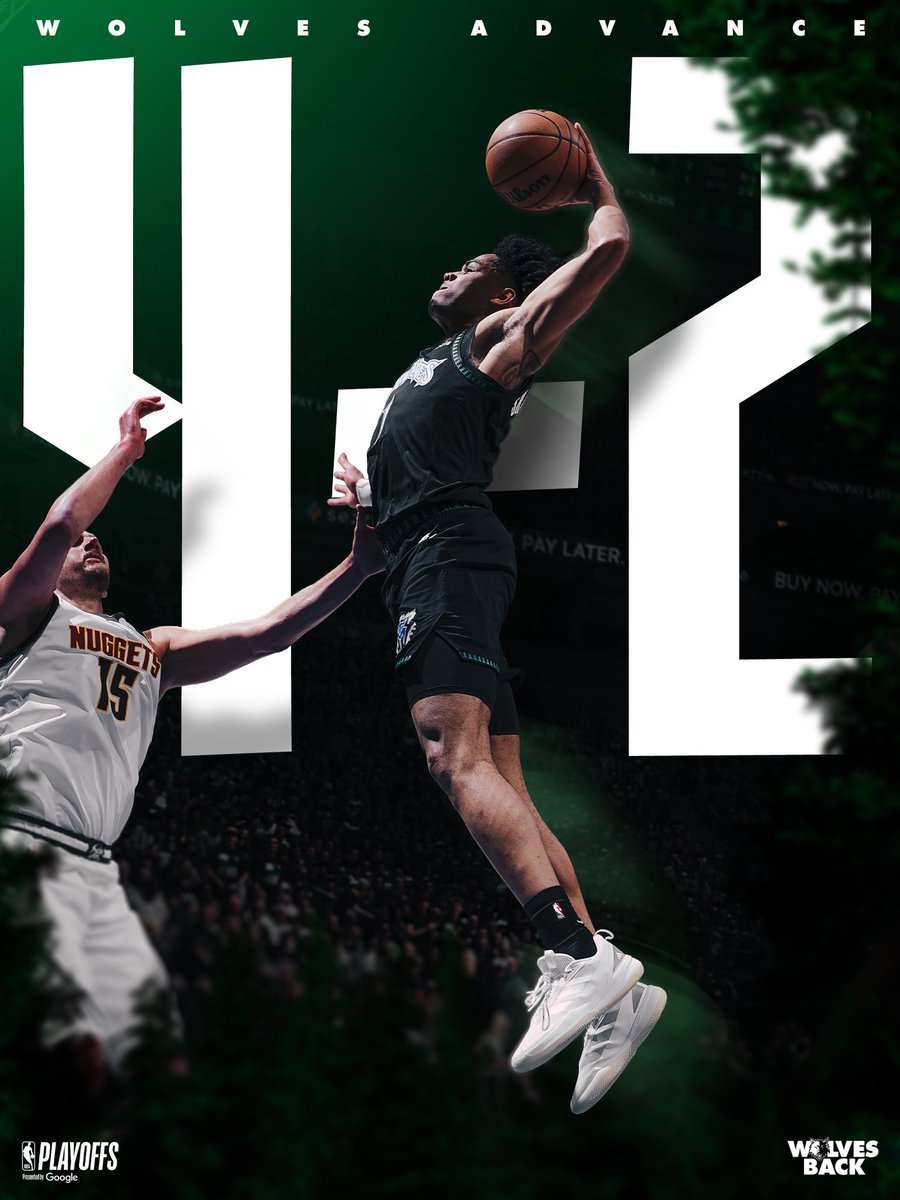 FedeFraca21's tweet photo. NBA Playoffs 2026
Ronda 1 vs Denver Nuggets
#WolvesBack 

Wolves in 6!!
Fue una batalla de supervivencia y carácter puro.
Que huevos tiene este equipo, representado a toda esa gente que tanto apoya esta Franquicia. https://t.co/sj8NP9Hb70