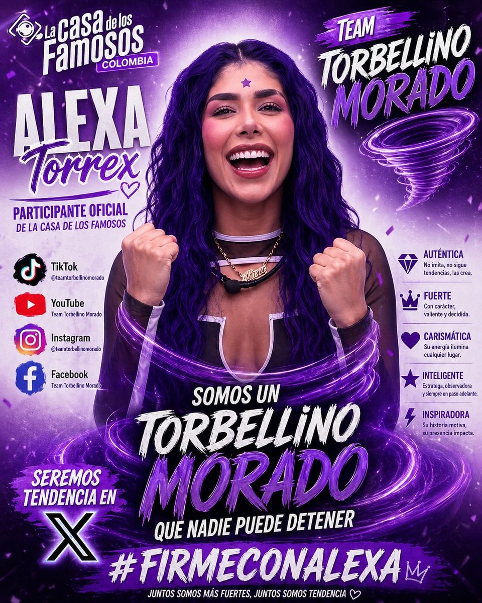 DanielaArb90745's tweet photo. #Firmesconalexa @AlexaTorrexOF #lacasadelosfamosos3 firmes nuestra morada 💜💜💜💜💜💜💜 https://t.co/CACXJLjXOV