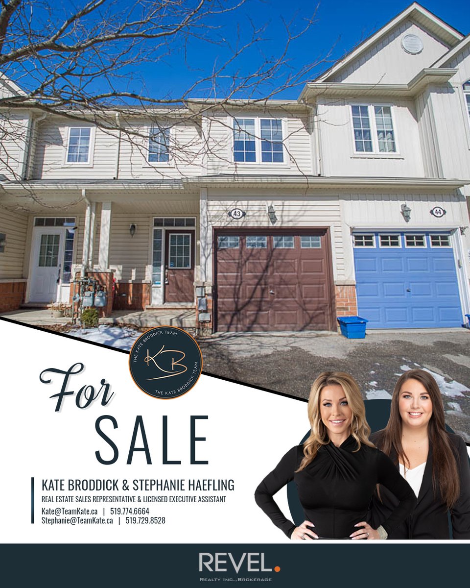 TeamKateAgents's tweet image. #ForSale! 43-21 Diana Avenue in #Brantford offers 3 bedrooms, 2.5 bathrooms, a single attached garage, and no backyard neighbours! Listed for $519,900. #RealEstate 

Revel Realty Inc. - The Kate Broddick Team
Kate Broddick - Real Estate Sales Representative