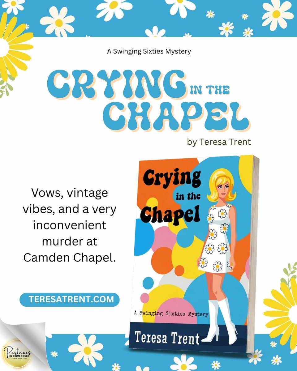 KarenSiddall's tweet photo. Dot stumbles over a body or two on her journey to the altar! See my review of CRYING IN THE CHAPEL (Swinging Sixties Mystery, #5) by @ttrent_cozymys for @partnersincr1me Virtual Book Tours at https://t.co/D2uhjCXjRK #CryingInTheChapel #TeresaTrent #DotMorgan #SwingingSixtiesMystery #LevelBestBooks #CozyMystery #CozyHistoricalMystery #Whodunnit #AmateurSleuth #WeddingMystery #1960sMystery #mystery #Giveaway