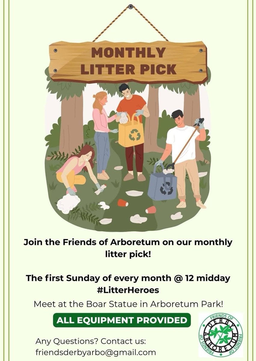 FriendsDerby's tweet photo. Don't forget our May litter pick this Sunday 🌳💚 @DerbyCC &amp; @KeepBritainTidy https://t.co/qtn4FFaeOL