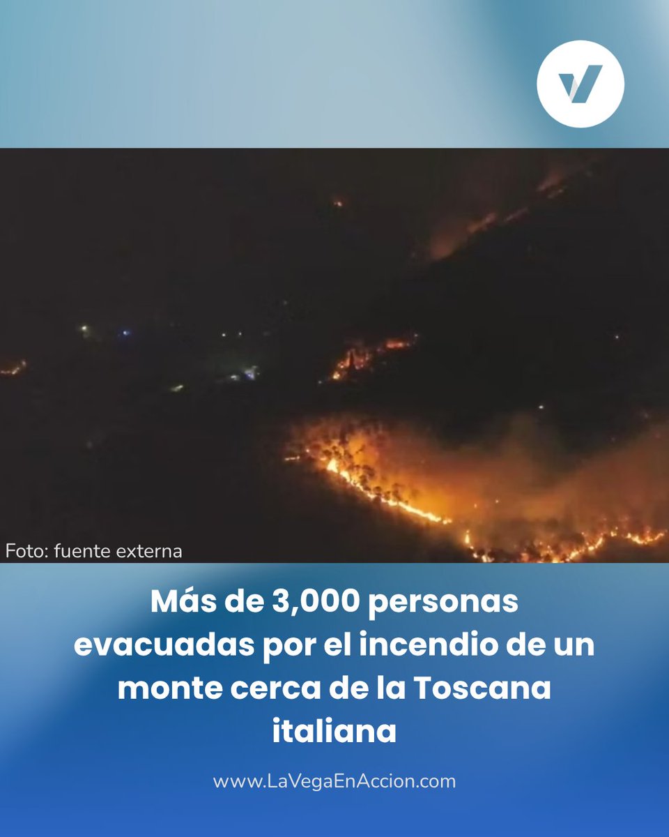 LaVega_enAccion's tweet image. Un incendio forestal en San Giuliano Terme obligó a evacuar a 3,500 personas tras avanzar hacia zonas habitadas por el viento. El fuego ha arrasado unas 800 hectáreas y movilizó bomberos.

#Incendio
#Italia
#Evacuación
#Emergencia 

 🌐  lavegaenaccion.com