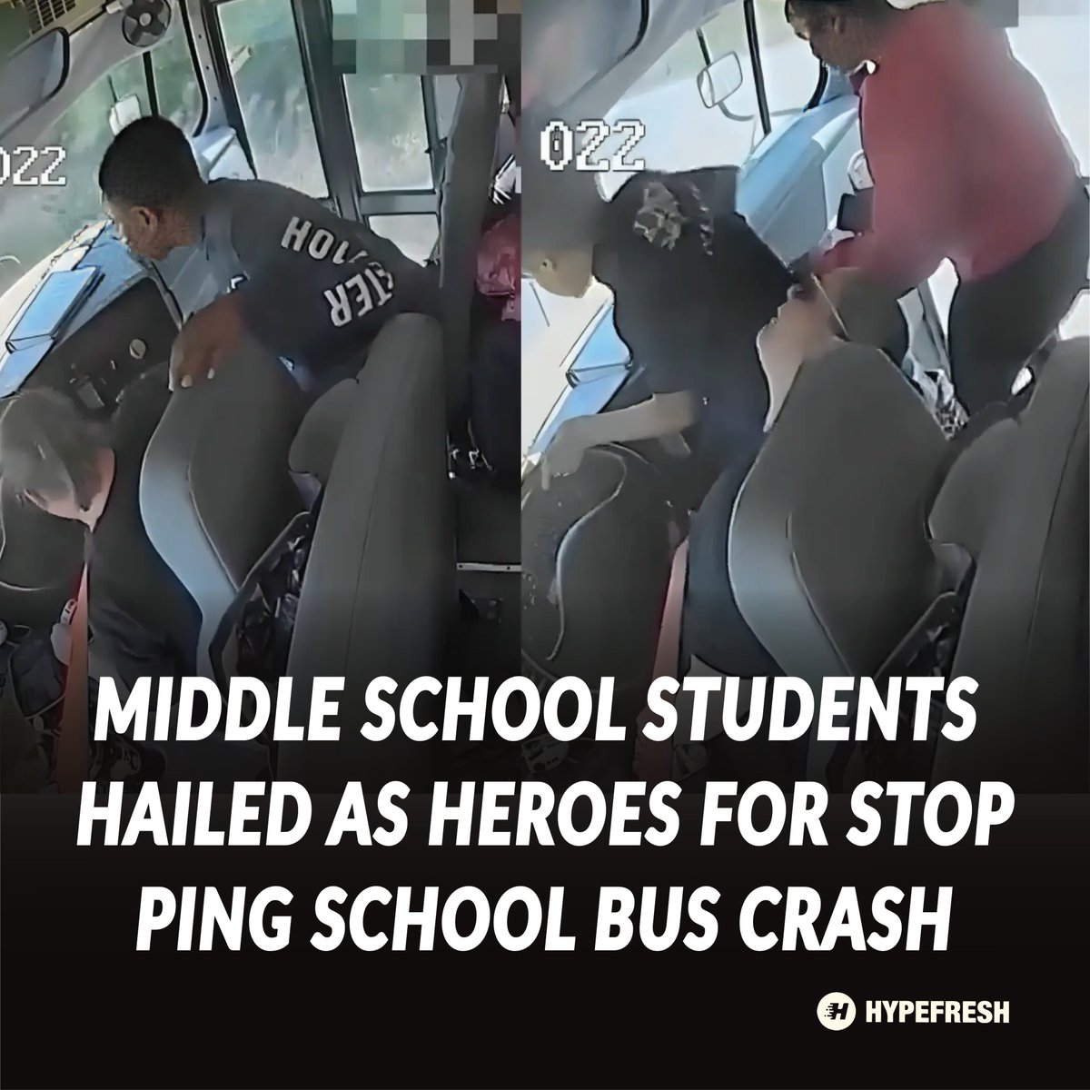 HypefreshC's tweet image. Quick-thinking middle school students averted a bus crash after their driver blacked out, grabbing the wheel and hitting brakes. Their courage turned a potential tragedy into a heroic save.

#StudentHeroes #BusSafety #QuickAction 

hypefresh.com/middle-school-…