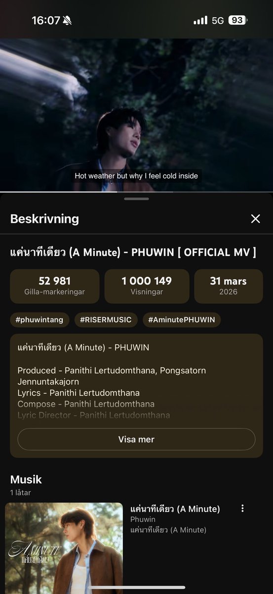 phuwinbase's tweet photo. Congratulations to singer and actor Phuwin Tang, his latest MV has hit 1M views! His growth has been incredible lately, he keeps outdoing himself every time. More milestones are definitely coming, once again congratulations
#Phuwintang #aminutephuwinmv #AMinute https://t.co/Mv4Ot53pb9