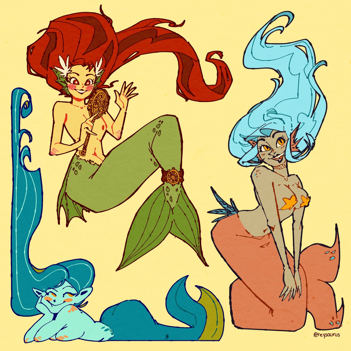 reysaurus's tweet image. Este fue mi pequeño Mermay del año pasado. Este año creo que será similar porque tengo muchos deadlines en abril. #Repost #Mermay
