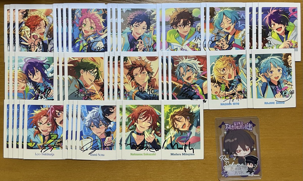 anst174's tweet photo. 【交換】あんスタ ぱしゃっつ 10周年
譲)桃李 弓弦 スバル 千秋 奏汰 忍 マヨイ なずな 創 敬人 紅郎 颯馬 維吹 ☆レオ ☆泉 夏目 斑 エス カンナ ユメ ライカ ☆茨 ☆日和 みか HiMERU ニキ
求)同種零 晃牙 ジュン 薫or 特典チトセ
☆は零orチトセとの交換希望
5/6池袋手渡しor郵送希望
→ https://t.co/NJ0mU7iPOo