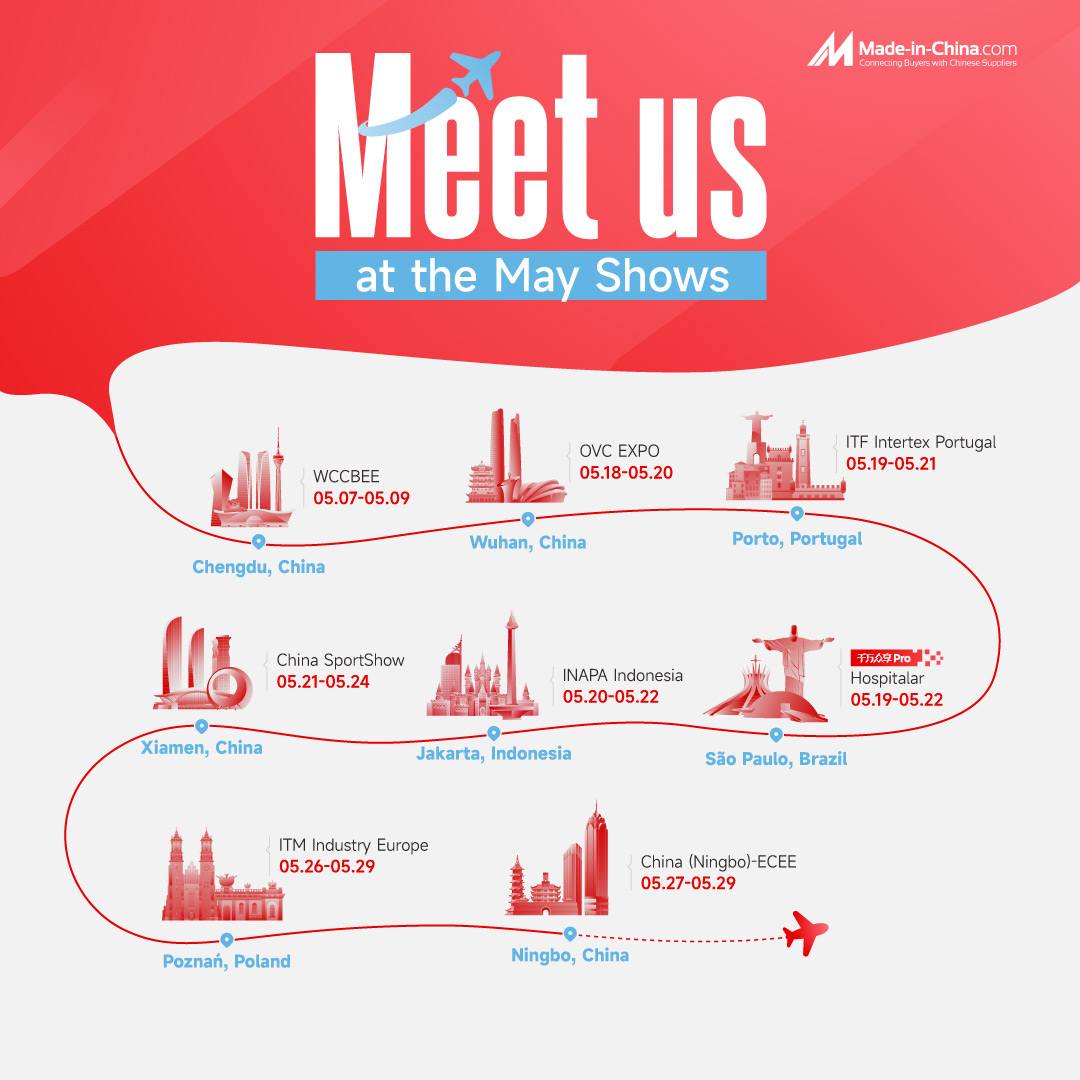 madeinchina_b2b's tweet image. This May, Made-in-China.com  will be joining a series of trade shows to connect with global buyers, suppliers, and industry partners.
Come say hello, explore smarter sourcing opportunities, and meet our team on site. We look forward to seeing you there!
#MIC #MadeInChina