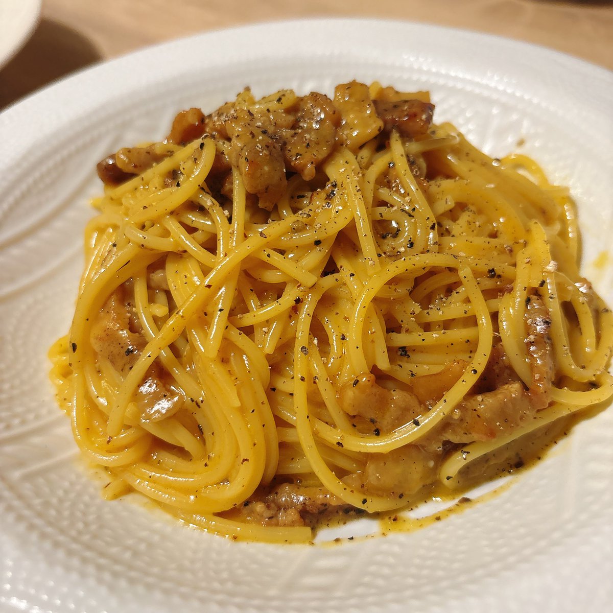 カルボナーラ！！！！美味しすぎて160g渡して足りないからやばい