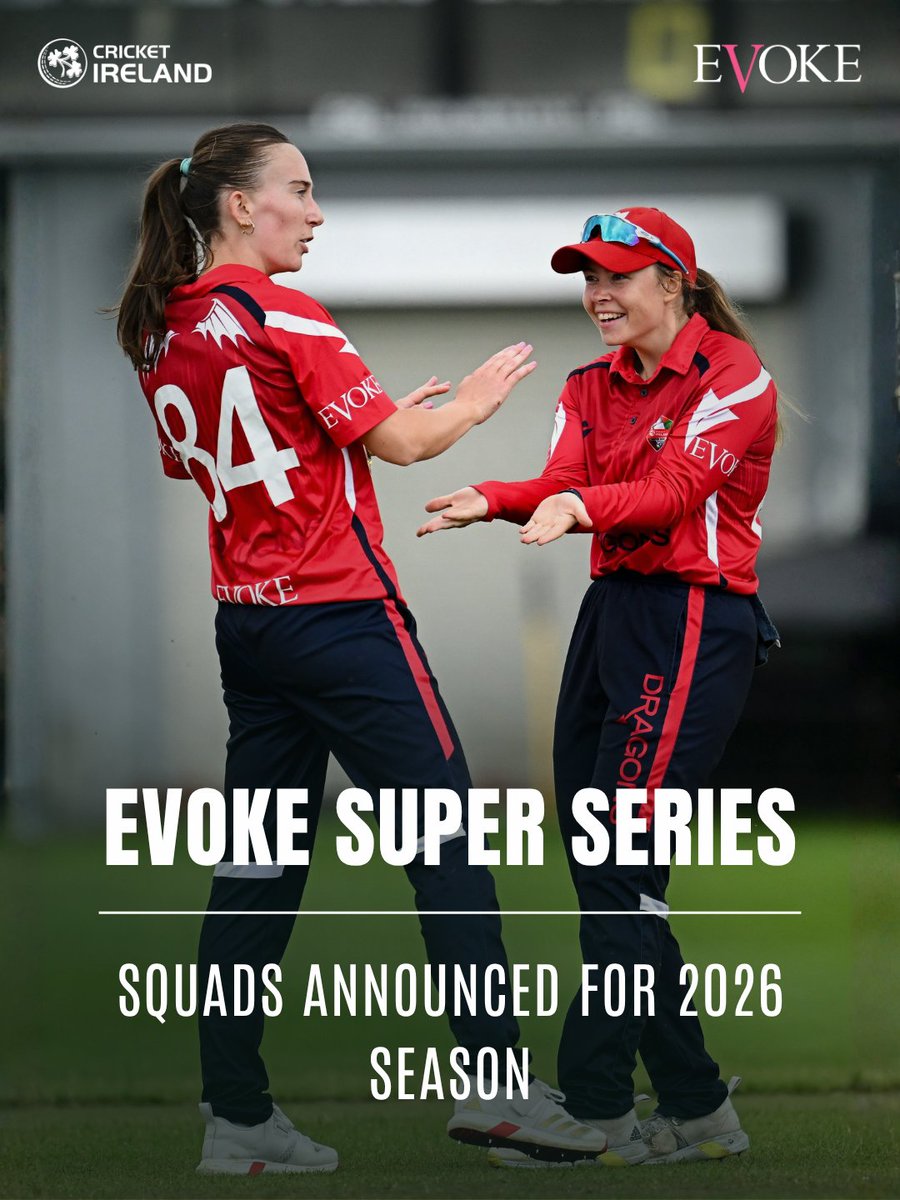 cricketireland's tweet photo. 𝕊ℚ𝕌𝔸𝔻𝕊 ℕ𝔸𝕄𝔼𝔻

The squads for this season's @EVOKE Super Series 2026 have been named.

👉 Read here: https://t.co/bHJwCUlUHs

#SuperSeries  🔴🔵 https://t.co/HSs8FJFy1g