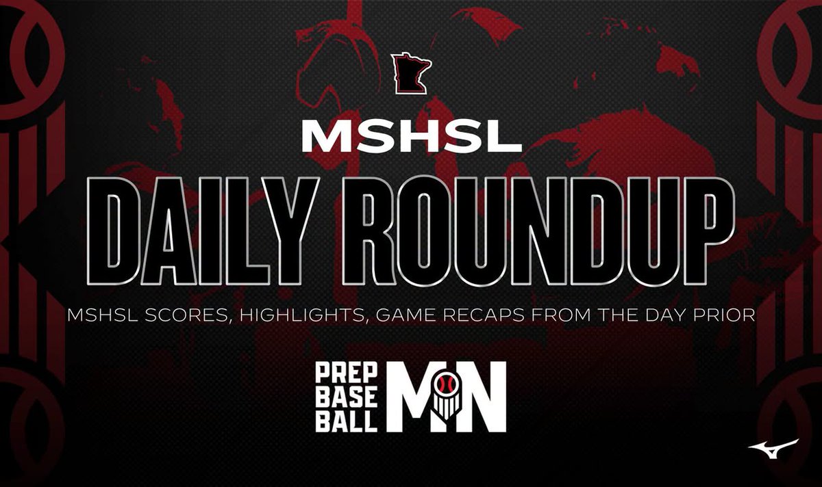 PrepBaseballMN's tweet photo. 𝗠𝗶𝗻𝗻𝗲𝘀𝗼𝘁𝗮 𝗣𝗼𝘄𝗲𝗿 𝟭𝟬 𝗥𝗼𝘂𝗻𝗱𝘂𝗽: 𝗧𝗵𝘂𝗿𝘀𝗱𝗮𝘆, 𝗔𝗽𝗿𝗶𝗹 𝟯𝟬

Offense leading the way Thursday.

+ Renwick stays hot for Farmington.
+ Daluge goes 3-for-4 for Andover.
+ Jenks goes homer and triple in a big Shakopee win.

Full recap, scores, and notes from our ranked teams around the state👇
https://t.co/MfKPzzMOAo