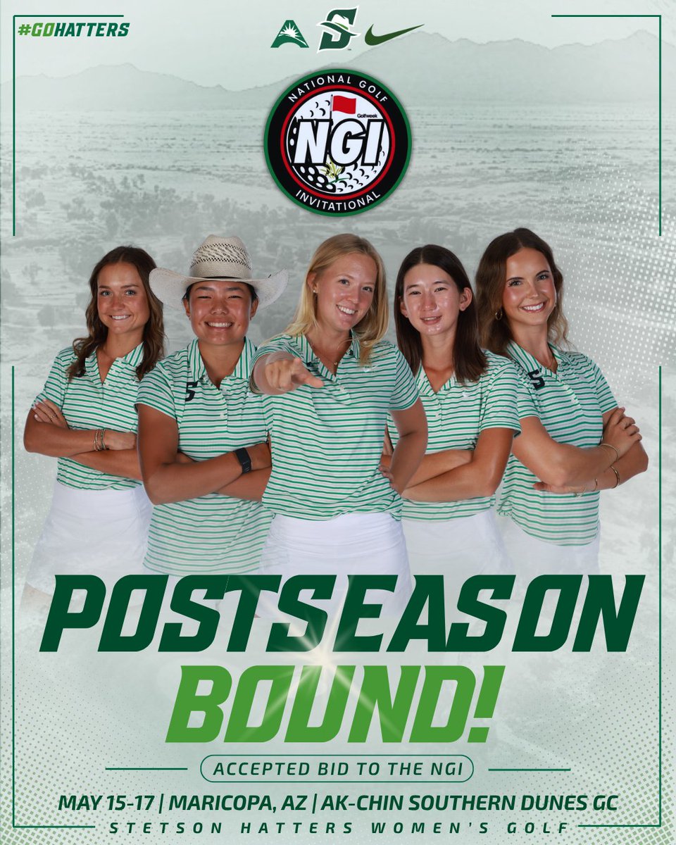 StetsonGolf's tweet image. 𝗣𝗼𝘀𝘁𝘀𝗲𝗮𝘀𝗼𝗻 𝗯𝗼𝘂𝗻𝗱

The Hatters are headed to the National Golf Invitational.

📍 Maricopa, AZ
📅 May 15–17

#GoHatters | @StetsonHatters