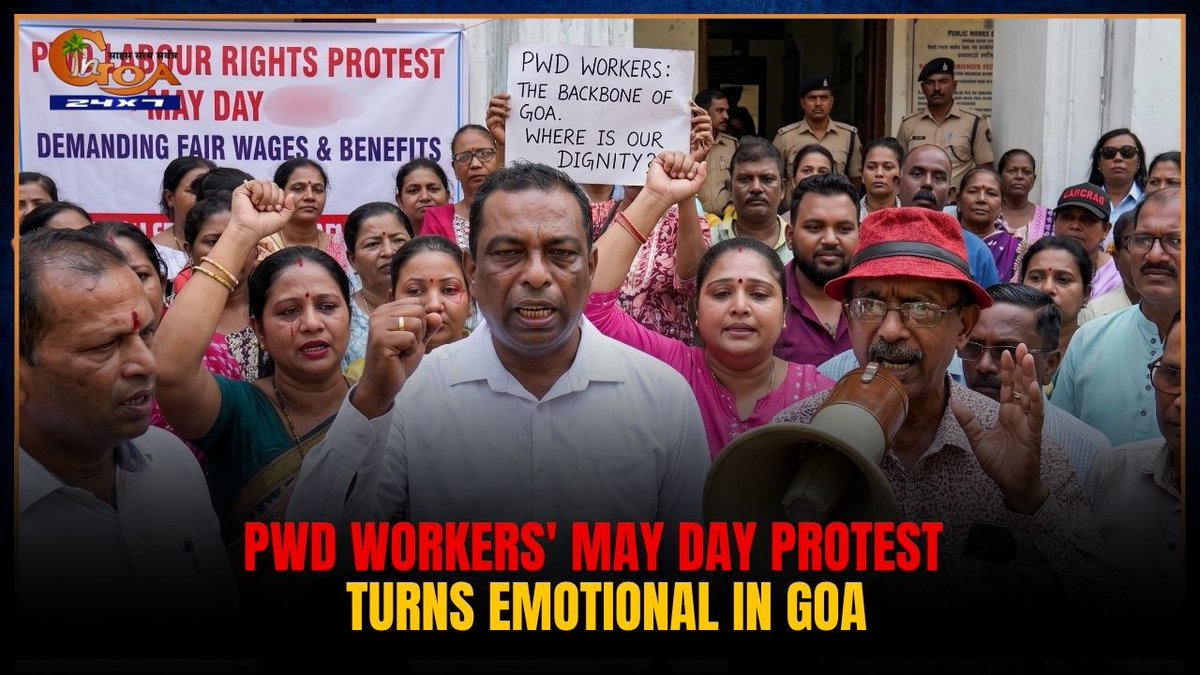 InGoa24x7's tweet photo. PWD Workers' May Day Protest Turns Emotional In Goa
WATCH: https://t.co/CVZ788ACRe
#MayDay #PWDWorkers #Goa #WorkersProtest #LabourDay #JobSecurity #Regularisation #DignityOfLabour #PWDGoa #WorkersRights #EmotionalProtest #GoaNews https://t.co/GAeSqPjwav
