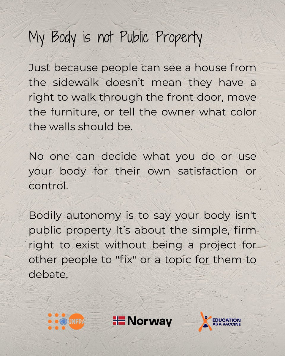 Just because people can see a house from the sidewalk doesn’t mean they have a right to walk through the front door, move the furniture, or tell the owner what color the walls should be.

No one can decide what you do or use your body for their own satisfaction or control

#srh4u