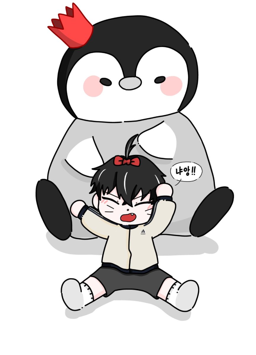 ori_ril's tweet photo. #감제이_그림 
시험 끝나고 그린 펭구와 사장..
(리본 머리는 펭구가 묶어준거 ㅎ) https://t.co/AGa8VzKR6m