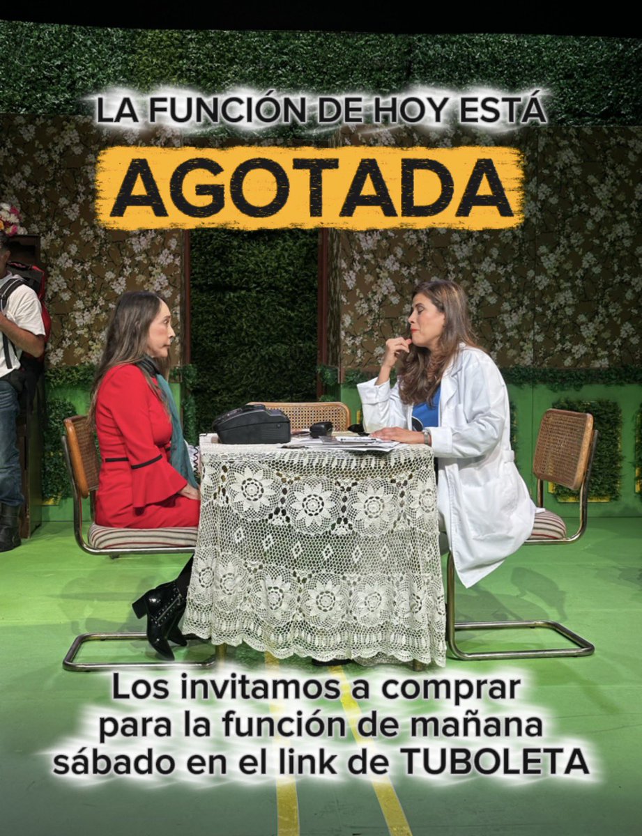 La función de hoy está agotada ✨🔥
Quedan pocas boletas para la función de mañana, consíguelas en el link de tuboleta 👉🏻 tuboleta.com/es/eventos/25-…