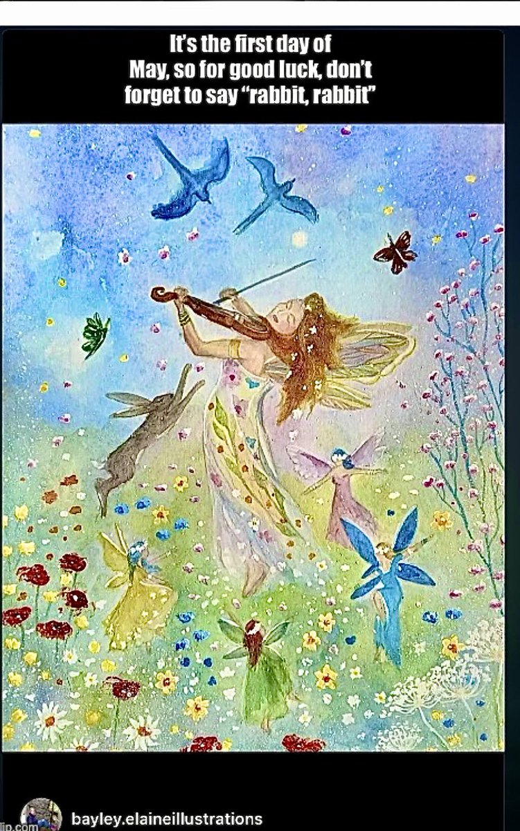 ScorpioLisaM's tweet photo. Art by Elaine Bayley. #rabbitrabbit #May1 #FirstDayOfMay #WelcomeMay https://t.co/9XBIdXBB32