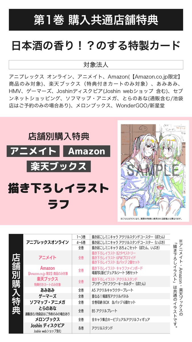 🍺─　─　
　  　Blu-ray&amp;DVD
　  📀予約受付中📀
　　　　　　　─　─🍷

第1巻は7/1（水）発売！

64Pのブックレット📖には
インタビューや
収録話の厳選シーン絵コンテを掲載📝

☑アニメイト
☑Amazon
☑楽天ブックス　特典の
描き下ろしイラストは
ぼたんといぶき

特装版