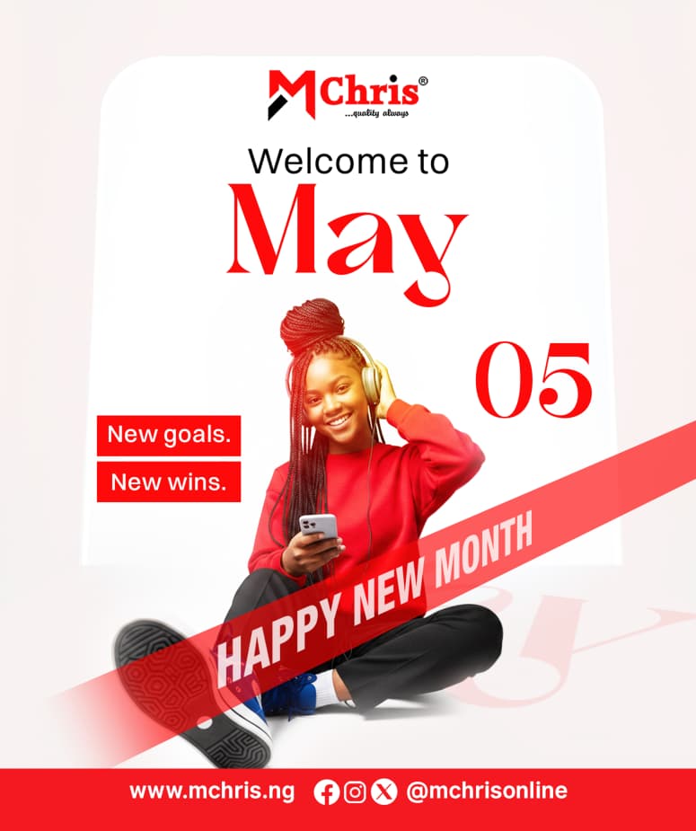 mchrisonline's tweet photo. Happy New Month from Mchris 🎉

New month. New goals. New gadgets.  
May your May be filled with upgrades, good deals, and zero lag.  
QUALITY ALWAYS. 📱⚡

 Visit us today @ https://t.co/8PNPT8kecf
#Sales #Newmonth #Mchris https://t.co/YrpuIqD7u4