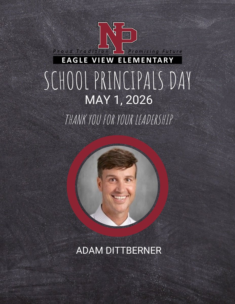 EagleView721's tweet photo. Happy National Principal's Day to the heart of Eagle View Elementary, Mr. Dittberner! Your leadership, dedication, and genuine care for our students, staff, and families help make Eagle View an exceptional place to learn and grow each day. https://t.co/8ZW452EXUw