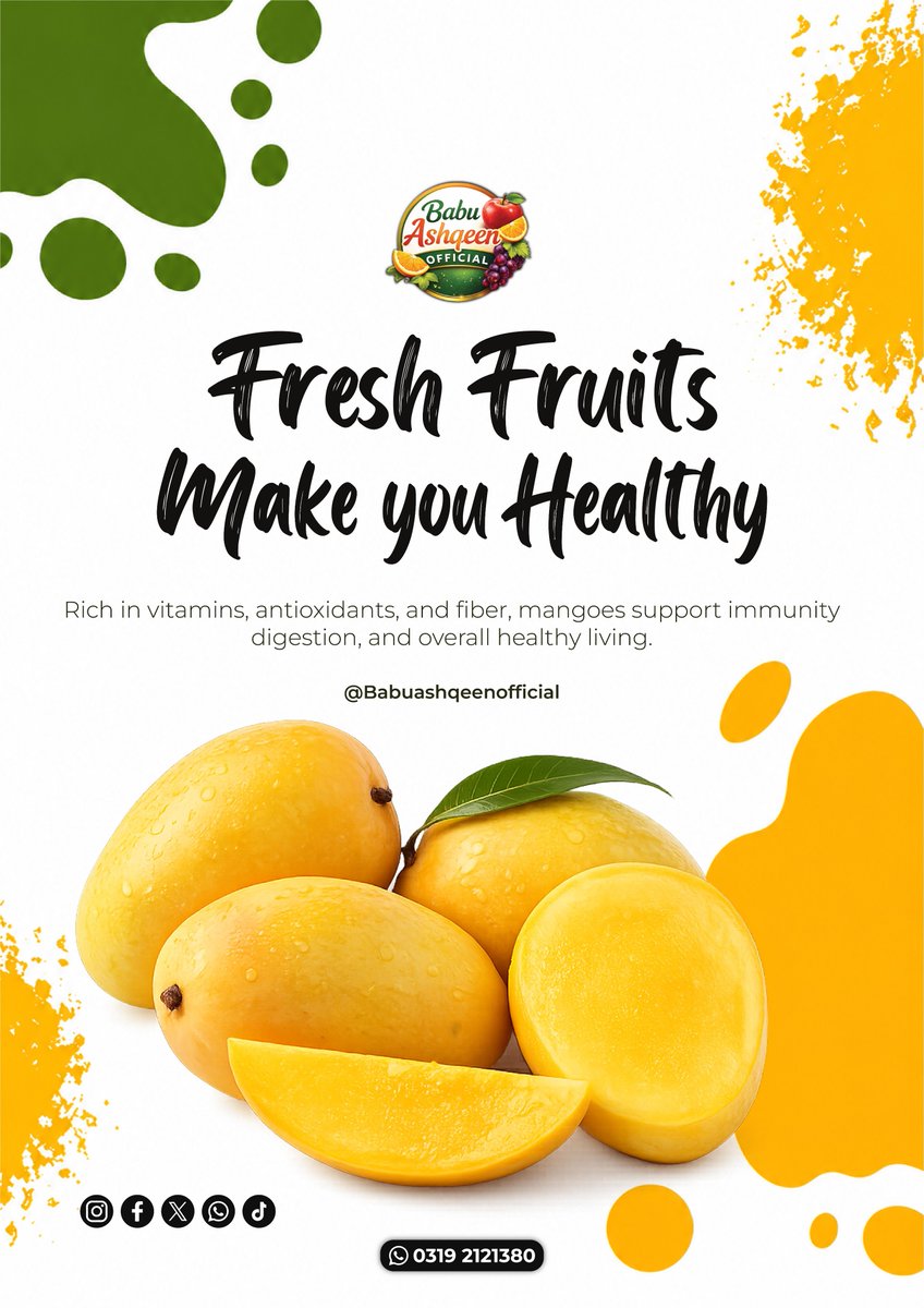 babuashqeen's tweet image. Fresh fruits are more than just food — they’re your daily boost to a healthier life.

Packed with essential vitamins, antioxidants, and natural goodness, our mangoes are selected to deliver both taste and nutrition.

Pure freshness Real quality Delivered to you.

#fresh #explore