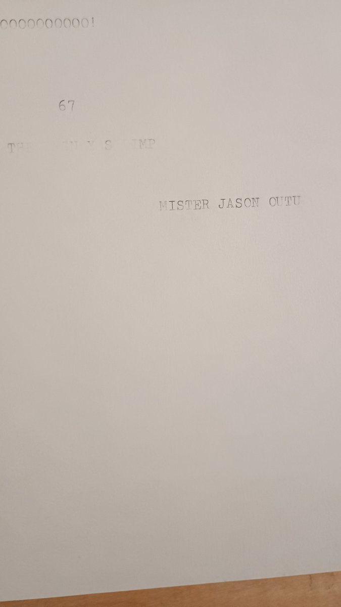 TheLegShrimp's tweet photo. Good afternoon Mister Adam I am apart time journey list and I have been in a foreign country where they still use type writers! I have written a message and my four year old son has written 67! That is a very big number! https://t.co/AAXOoAbbt9