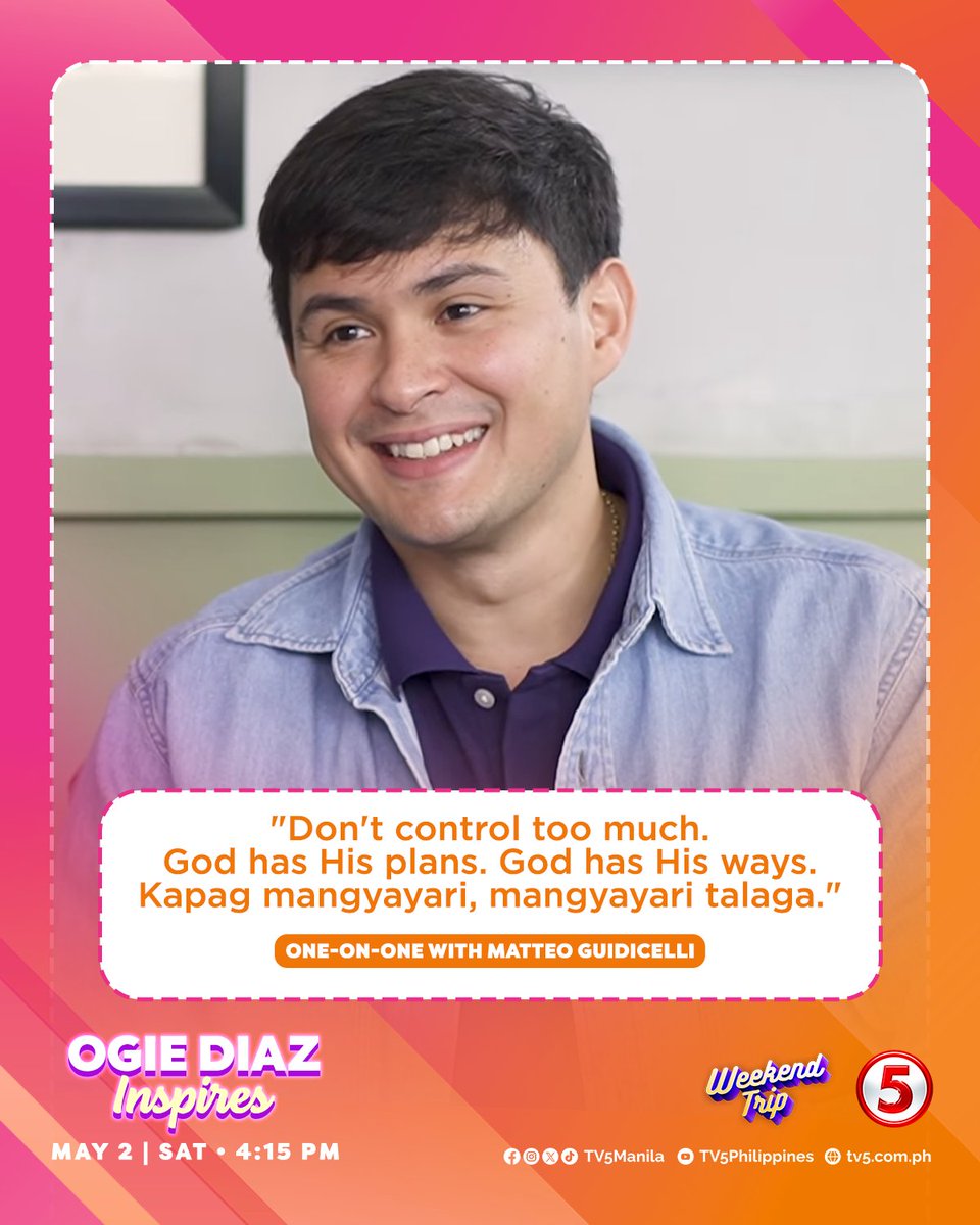 'God has his plans' 🥹

Abangan ang makabuluhang kwentuhan na 'yan with Matteo Guidicelli sa Ogie Diaz Inspires, MAMAYA NA, 4:15 PM dito sa Weekend Trip ng TV5!

#OgieInspiresSaTV5
#WeekendTripTV5