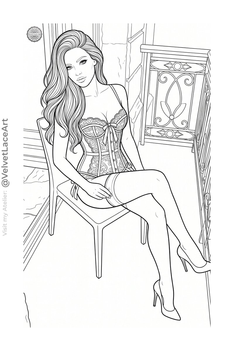 VelvetLaceArt's tweet image. Give her a chance to relax your body and mind. 

#art #sexy #lineart #coloringpages