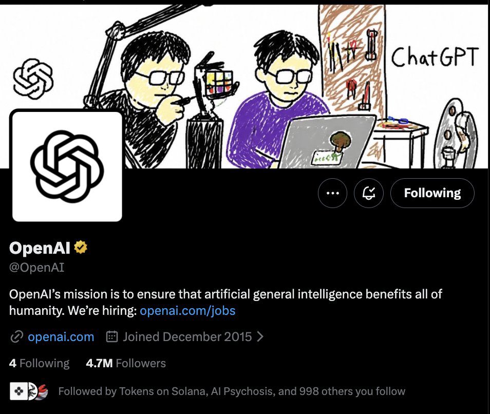 radens_yt's tweet photo. Not only did @probablytails get ChatGPT to change their PFP but also got OpenAI to use an $MSPAINTIFY banner that he created for them

It’s completely diff from Grok’s ‘Scribbli’ feature

But the power of memes never fails in the end..

Small step for ChatGPT, big leap for community
