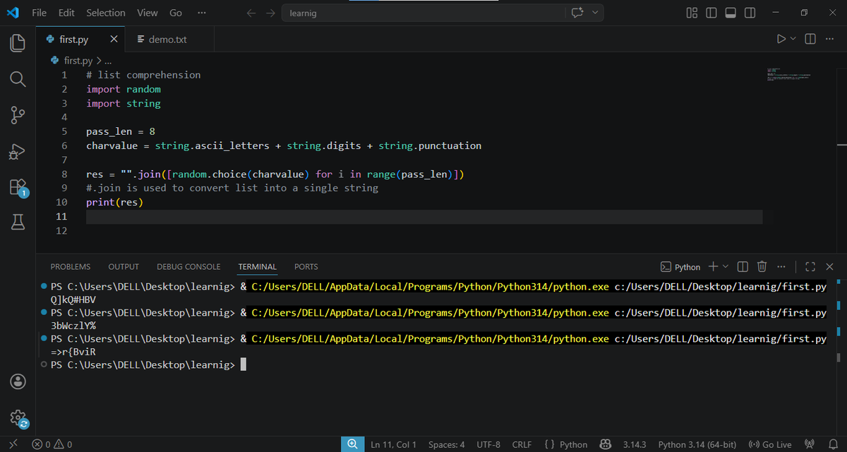 AnuragSaini03's tweet photo. Day 40 of #100DaysOfCode 🚀
Learned list comprehension in Python 🐍
Practiced with coding questions 💻
Writing cleaner and shorter code 📈
#Python #Day40 #CodingJourney https://t.co/YckiDOzUyE