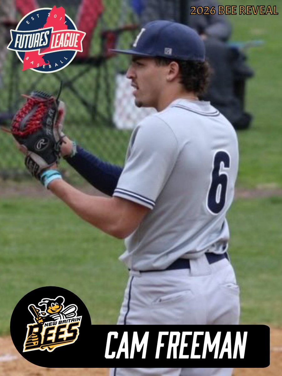 NewBritainBees's tweet photo. Our next 'Freshman Friday' of the 2026 #BeeReveals features a MA native who's pitching this spring for @HotchkissSports and headed to @Stags_Base in the fall, it's right-hander CAM FREEMAN!

⚾ Pitcher
📚 Fairfield
📍Longmeadow, MA

#newbritainbees #futuresleague https://t.co/aazH7sM7J9