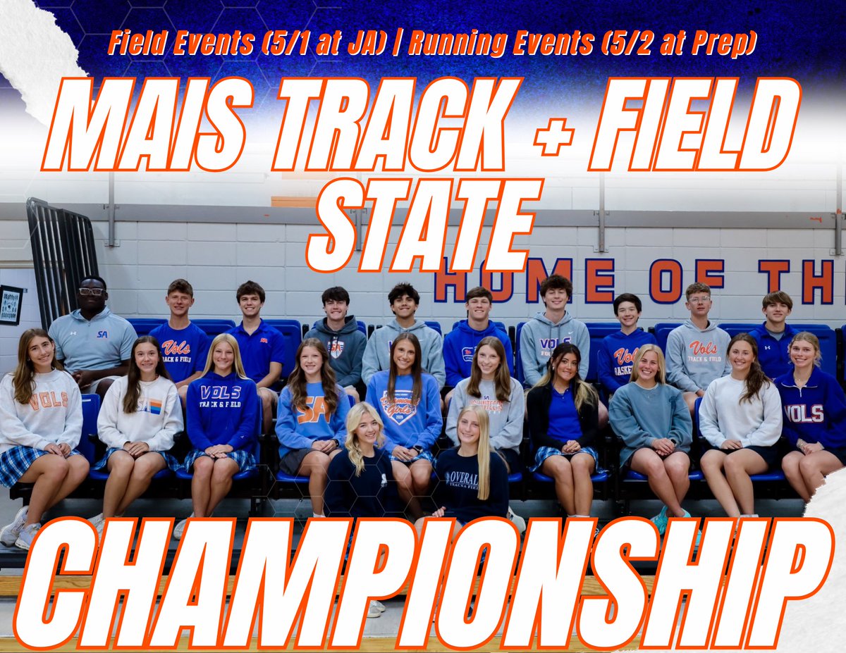 gosavolssports's tweet image. Good luck to these SA Track + Field student athletes who qualified to compete in the MAIS State Championship! 👏👏 Your SA Family is cheering for you!

📍 Field Events (5/1 at JA)
📍 Running Events (5/2 at Prep)

#GoVols