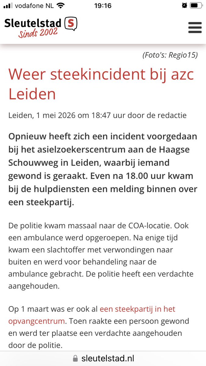 Steekpartij in AZC Leiden