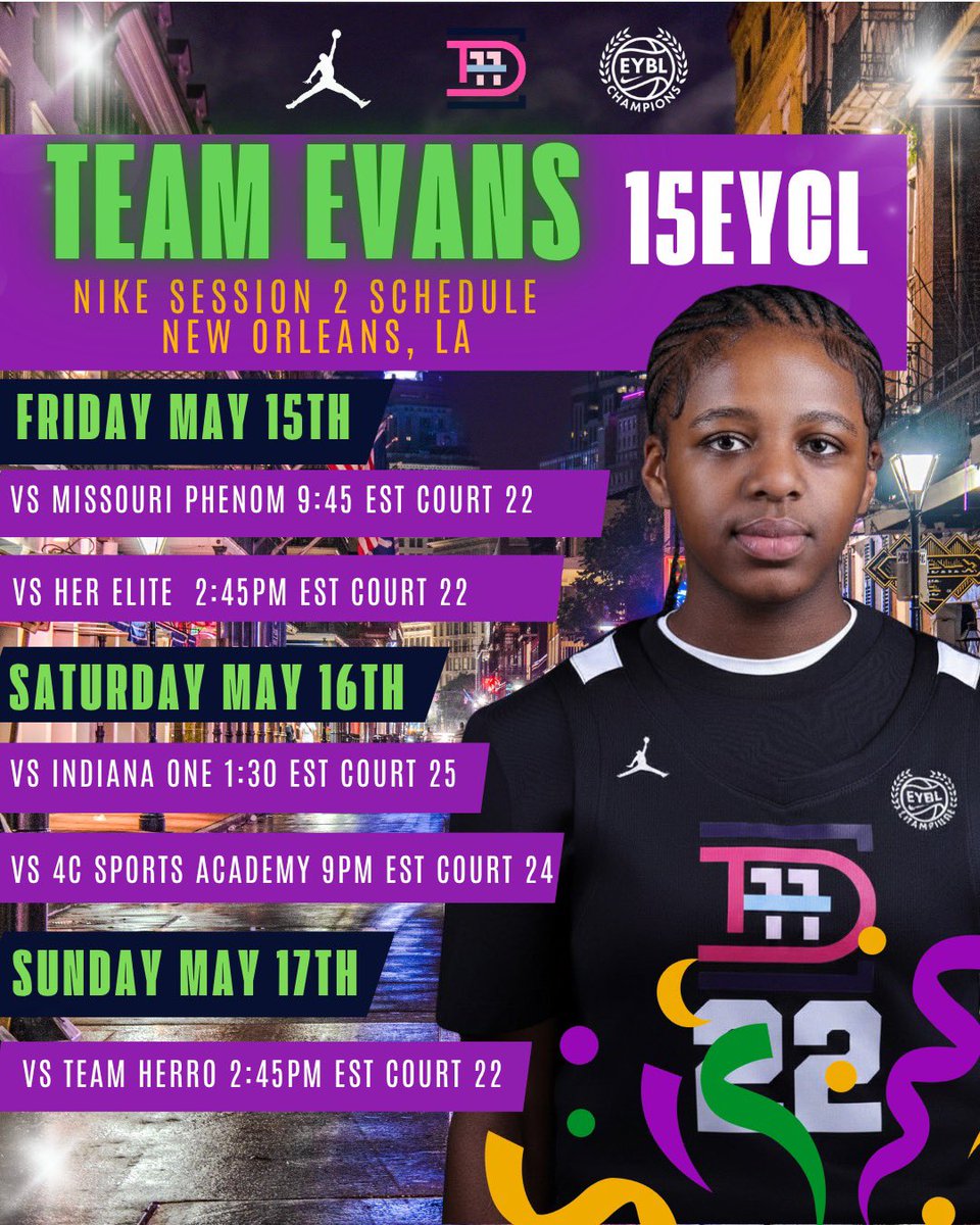 TeamEvans219's tweet photo. Next stop: NOLA. ๐ท๐ The work doesnโt stop. Team Evans is heading to the Big Easy for Nike Session 2, and weโre locked in for every minute on that court. Check the schedule, pull up, and catch the energy. ๐ค๐ฅ
#TeamEvans #NikeEYCL #nikeeybl #eyblsession2 #jordanbrand https://t.co/SYGqEtr5kJ