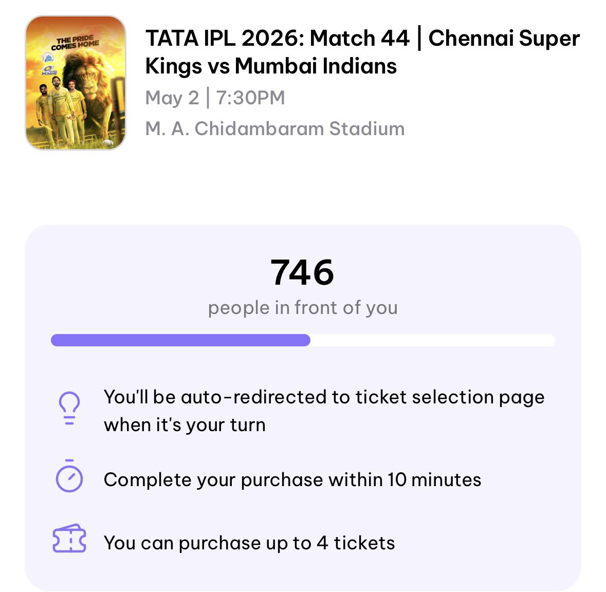 _viratesque_18's tweet image. Booking tickets in phase 2 for CSK VS MI at 8:00 pm today. If i get tickets i am looking to sell for ticket+250mrp

If anyone wants dm me i will
Book and get back to you

I will get tickets let me know

#cskvsmi #mi #csk #csktickets