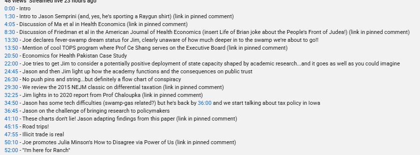 jgitchell's tweet photo. Fun #ShapingVaping episode from yesterday.

@JMacNYC channeling Hayek like a Beast and @JTSemprini hanging in tough with Friedman and Sowell.

And I was there.

Now with timestamps! https://t.co/qcK8Skw04X