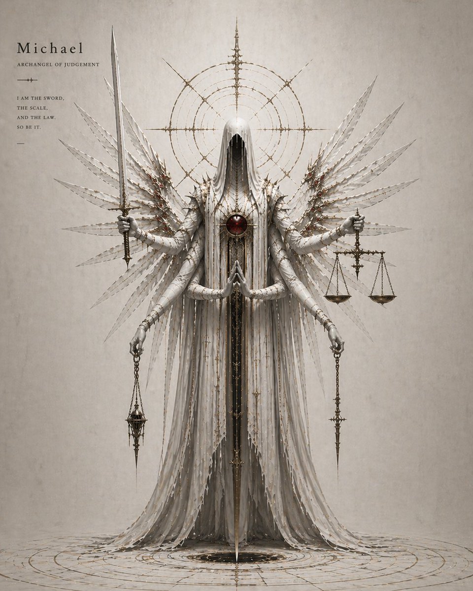 sham_create's tweet image. Not a guardian.

Not a human.

Only judgement given form.

ただ、“裁き”という概念だけが形を持った。

#AIart #visualart #darkfantasy
#異形 #天使 #創作 #現代アート