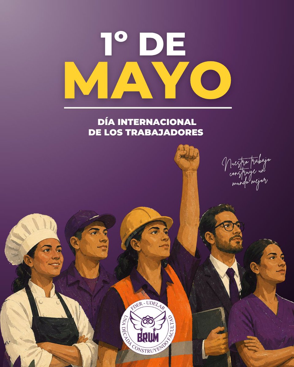 🗓️| FELIZ DÍA DEL TRABAJADOR

Desde BRUM queremos saludar a todos en este día, reconociendo especialmente el esfuerzo de quienes estudian y trabajan, de los futuros colegas que día a día se forman, y de los funcionarios de nuestra Facultad y de toda la UDELAR,