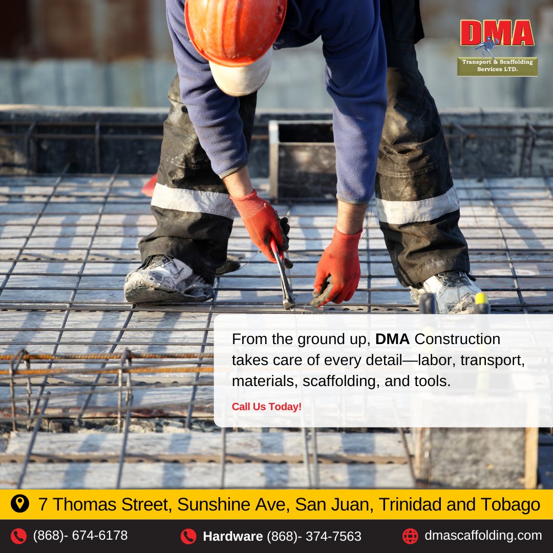 dmascaffolding's tweet image. Building made simple. DMA #Construction handles everything from the first brick to the final polish—skilled labor, quality materials, reliable transport, and safe #scaffolding
.
📞 Call: (868)-674-6178
📍 7 Thomas St, San Juan, Trinidad &amp;amp; Tobago
🔗 Visit: dmascaffolding.com