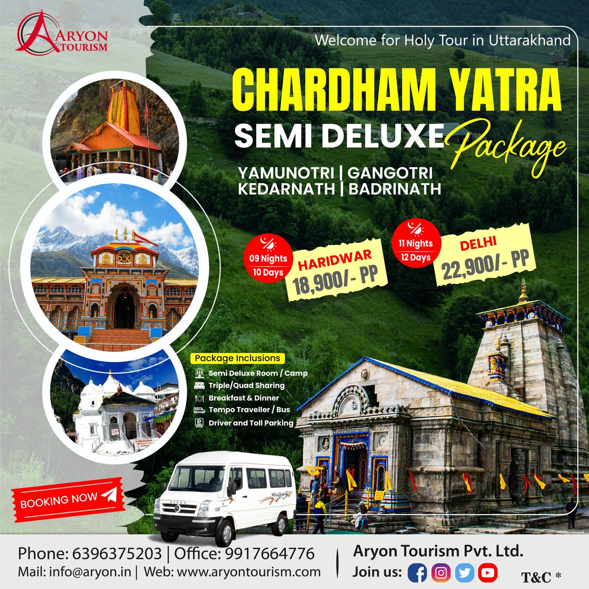 AryonTourism's tweet photo. Chardham Yatra Semi Deluxe Package 
Haridwar: 18,900/- PP
9 Nights/ 10 Days 
Delhi: 22,900/- PP
11 Nights/ 12 Days 
Aryon Tourism Pvt. Ltd. 
Phone: 91-6396375203 &amp; Office: +91-9917664776 
Mail: info@aryon.in Web: https://t.co/7oSbSSOljn
Instagram: https://t.co/hD2zGqfAup https://t.co/3EqvQACCVs